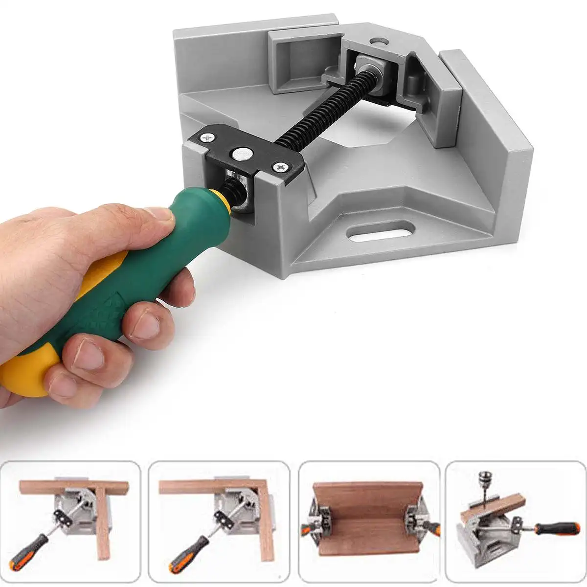 

Aluminum Alloy Single Handle Right Angle Clamp Adjustable Carpenter Clip Fish Tank Picture Woodworking Frame Clip Tool 90 Degree