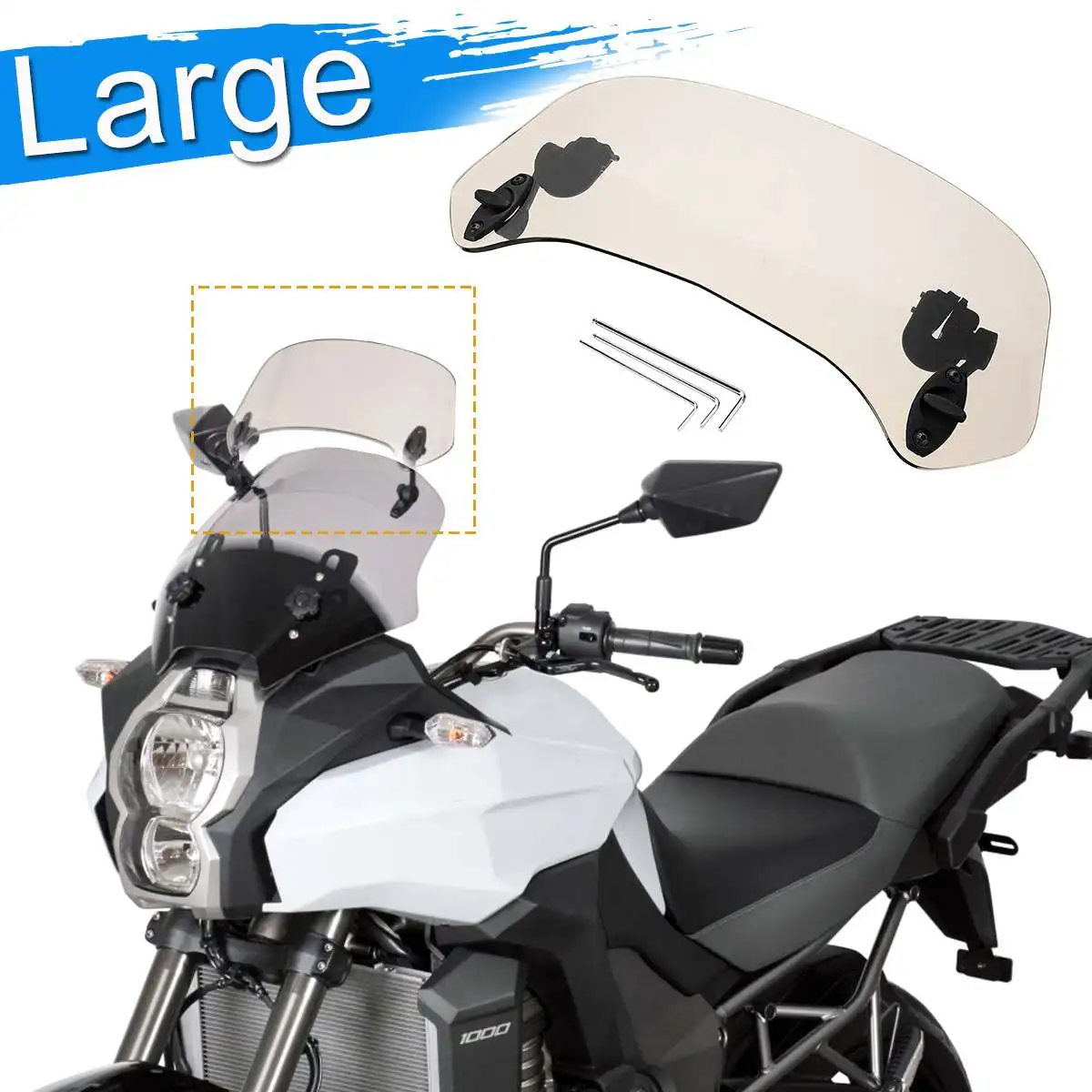 

36.5 x 28cm Universal Acrylic Large Brown Motorcycle Windshield Airflow Adjustable Windscreen Extension Wind Deflector