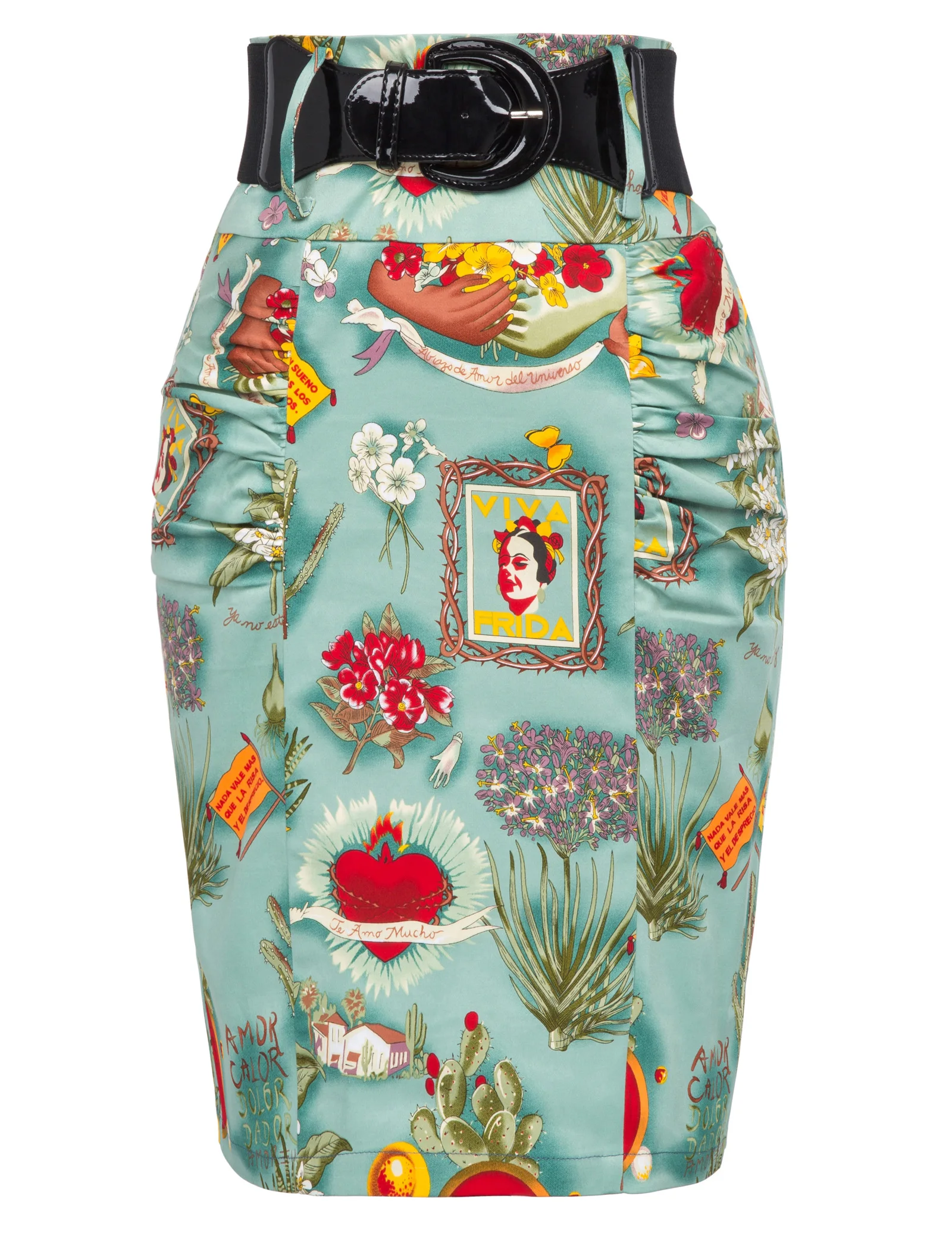 2018 Women Ladies Retro High Waist Floral Pencil Party A-line Skirt & Wide Belt