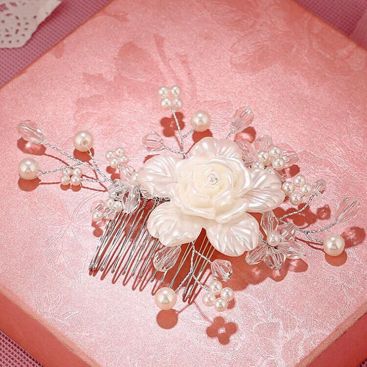 

Bride Flower Hair Comb Rhinestone Disc Hair Insert Comb Hair Decorate Wedding Full Dress Hairpins Modeling Photograph Ornaments