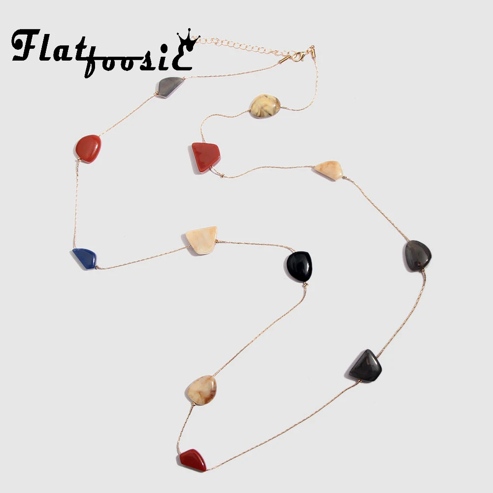 

Flatfoosie 2019 ZA New Resin Stone Necklace For Women Bohemian Accessories Handmade Statement Necklace Fashion Vacation Party