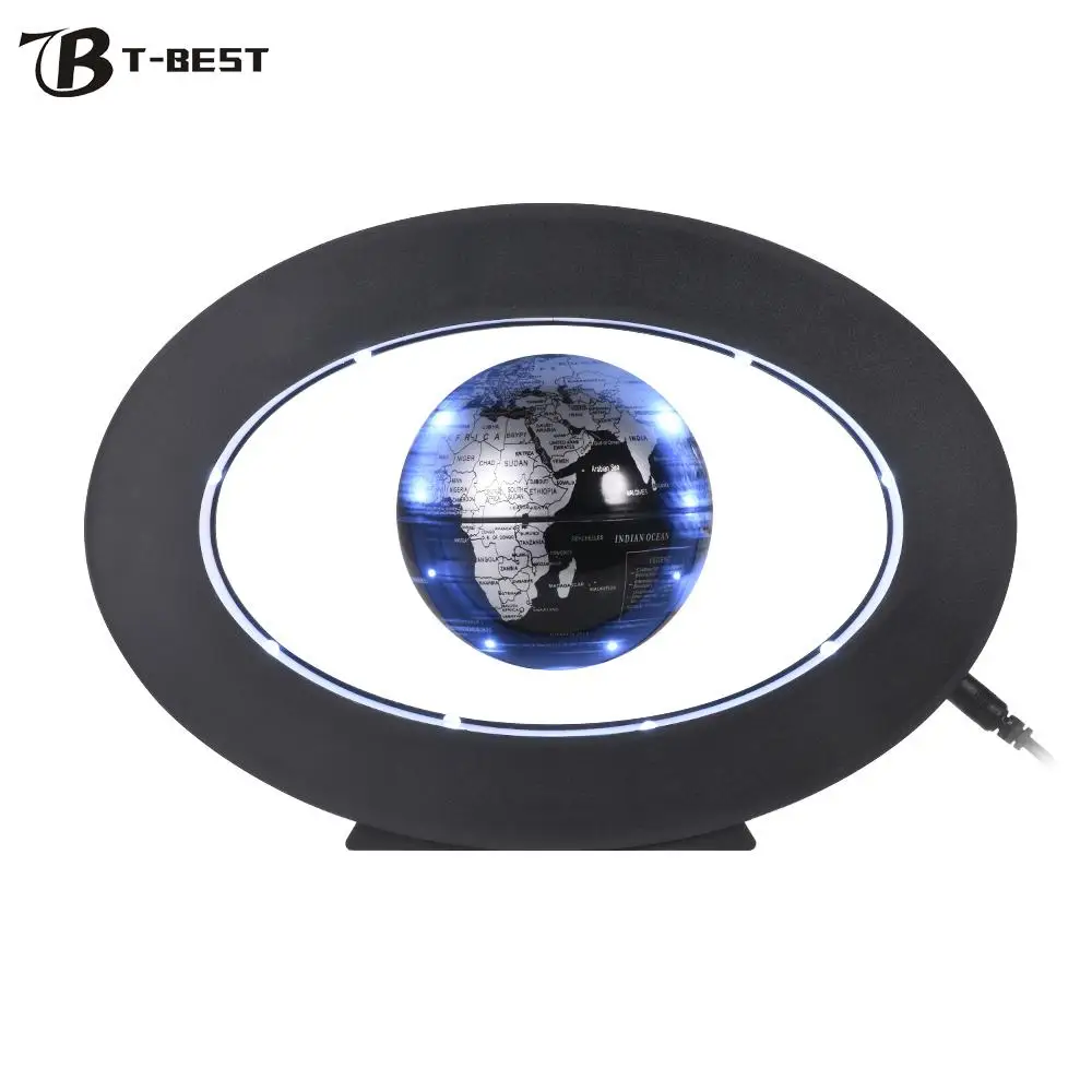 

3 Inch Magnetic Levitation Floating Earth Globe World Map with LED White Light Oval Shape Base for Desk Decoration Children Gift
