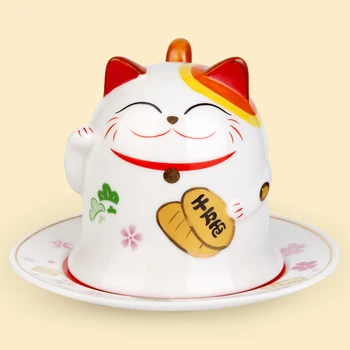 

Ceramic Maneki Neko Coffee Mug Home Decor Crafts Room Decoration Ceramic Ornament Porcelain Figurines Mug Animal Figurines Cat
