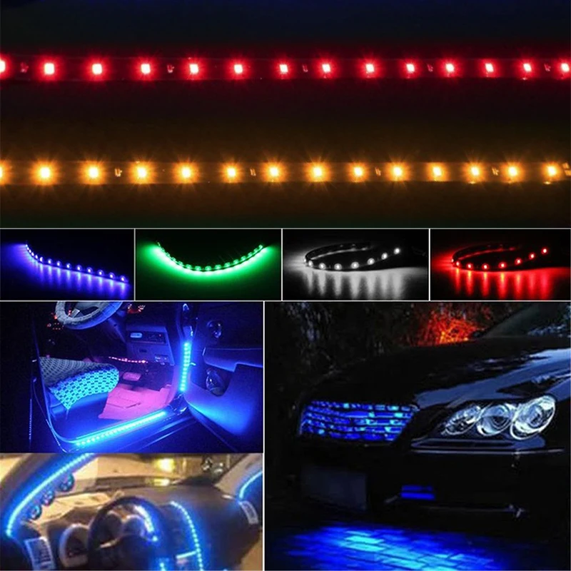

Waterproof 30cm 15 LED Car Lighting Flexible Decorative Light Strip Bar