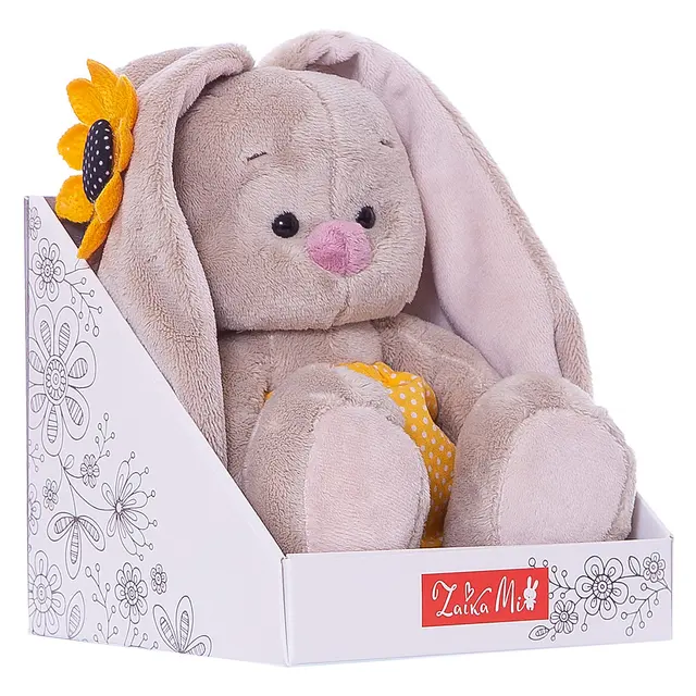 Мягкая игрушка Budi Basa Зайка Ми в желтых трусах в горошек и с подсолнухом, 15 см