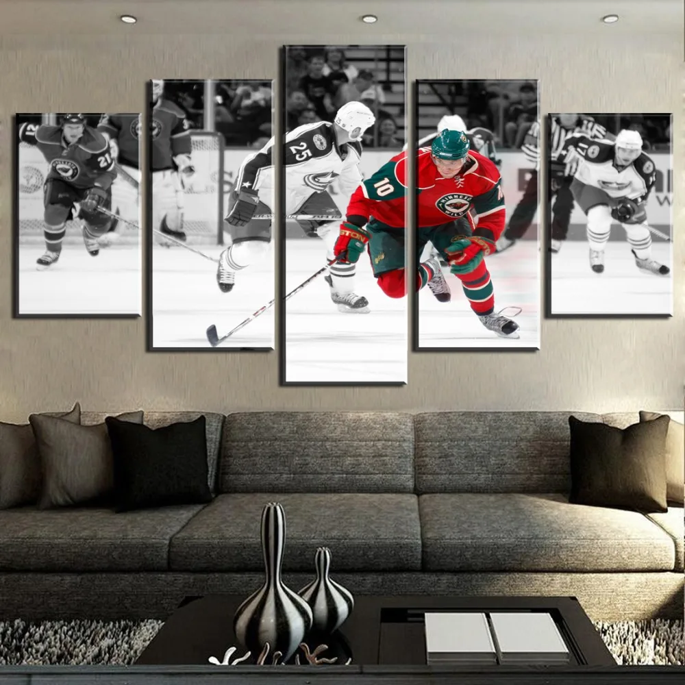 

Framework 5 Piece HD Print Ice Hockey Sport Attack Figure Poster Paintings on Canvas Wall Art for Home Decorations Wall Decor