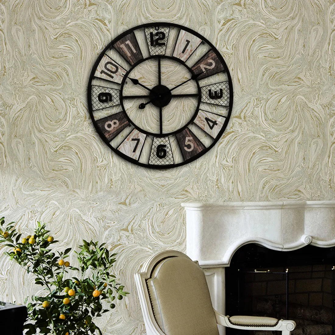 Металлические ретро настенные часы большие современный дизайн украшения для гостиной европейские винтажные художественные часы на стену часы домашний декор