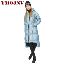 YMOJNV Сетчатый Дизайн зимние женские пуховики женские длинные с капюшоном плотные теплые парки с утиным пером пальто женские зимние куртки