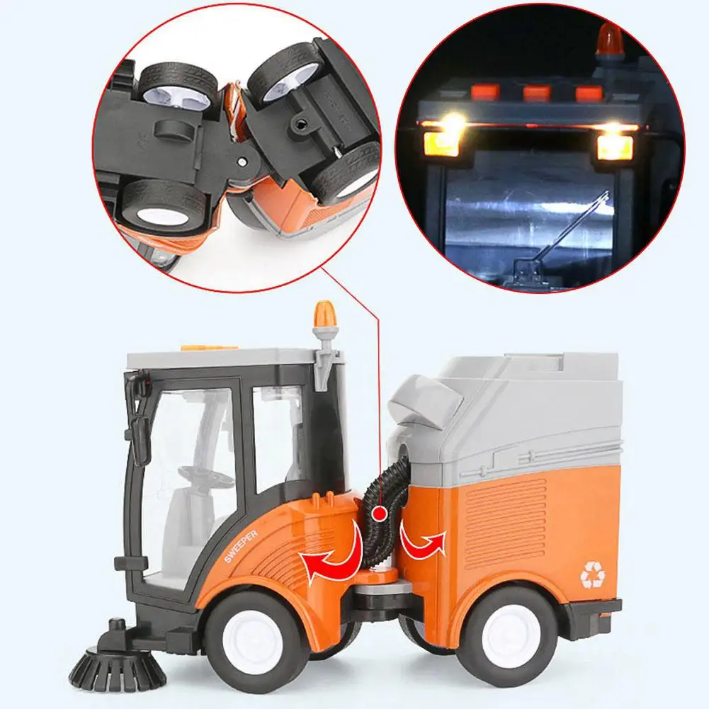 

ESTINK Simulation Sanitation Road Sweeper Car Model Light Music Pull-back Motor Vehicle Garbage Streetcar Toy Children Gifts