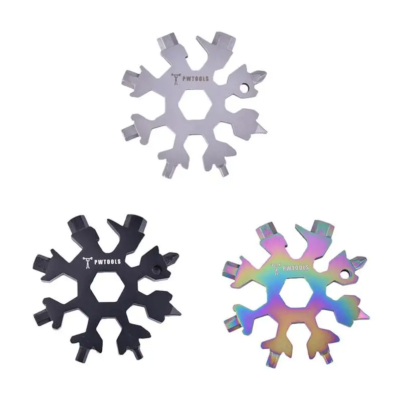 

EDC Tool 18-in-1 Multi-tool Card Combination Compact And Portable Biking Products Snowflake Tool Card Biking Tools