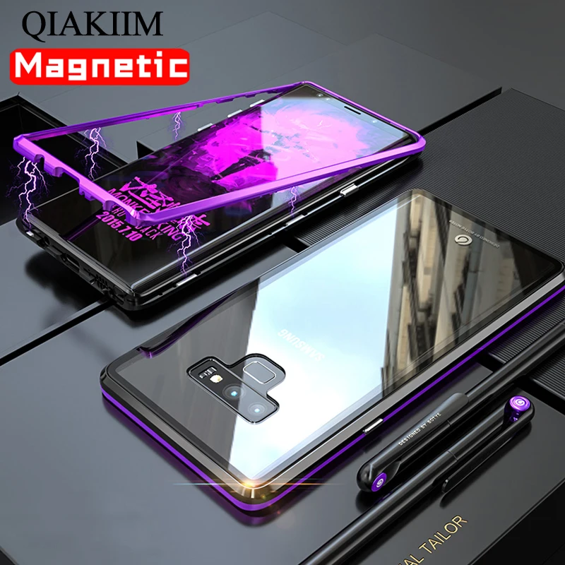 

Magnetic Case For Samsung Galaxy S8 S9 Plus Note 9 8 Metal Frame Tempered Glass Cover Cases For iPhone XS Max Xr X 8 7 6 6S Plus