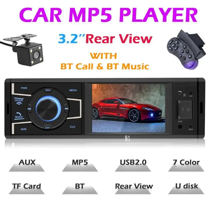 

VODOOL 854*480 Car MP5 Car Multimedia Player SWM S1 3.2 inch Screen Bluetooth Car Stereo Head Unit FM Radio USB AUX-in