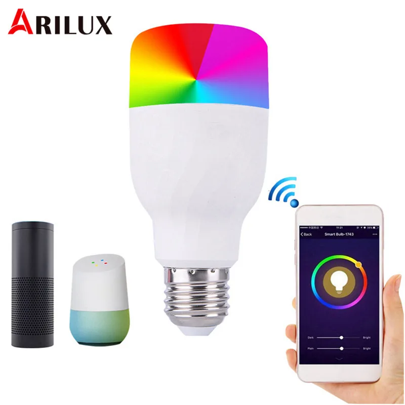 

ARILUX E27 7W RGBW Smart LED Bulb WIFI APP Control Dimmable Colorful Light Bulb Work with Alexa Google Home AC85-265V