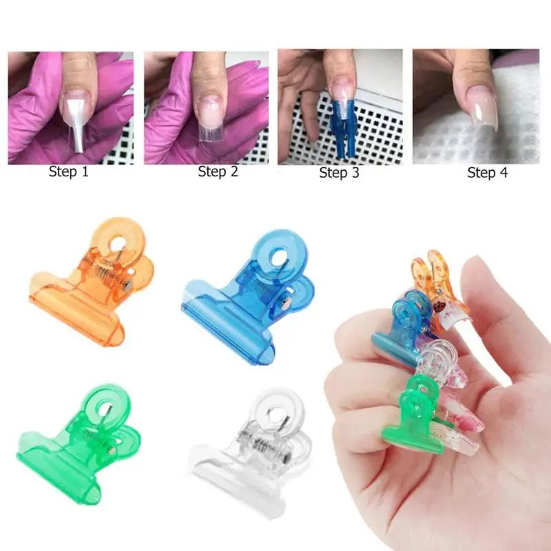 

6pcs/set Nail Art Material Pinching Clips Fiberglass Acrylic Tips For Nail Extension Nail Art DIY Manicure Salon Tools Random