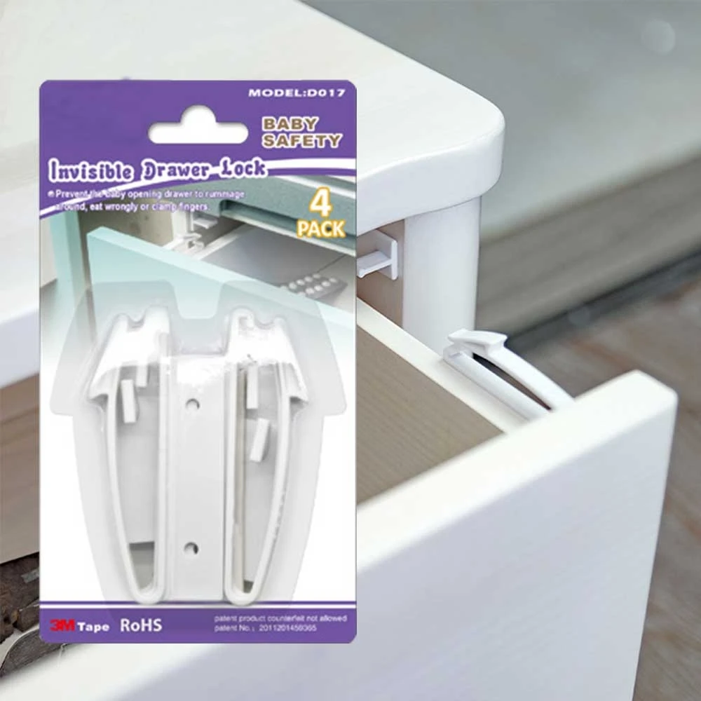 

4pcs Baby Safey Invisible Latch Locks Children Protection child lock Drawer Door Cabinet Lock plastic closet Baby Door locks