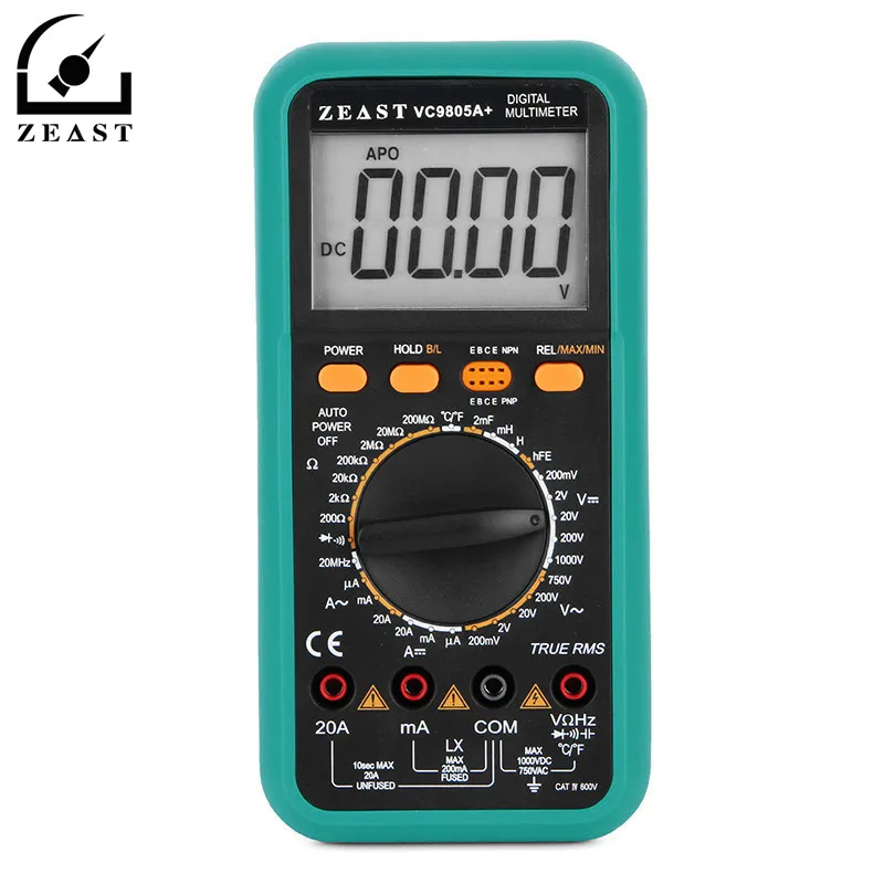 

ZEAST VC9805A+ 3 1/2 Digital Multimeter Tester 2000UF Manual Range LCD Tester Meter Electric Leads Temperature Capacitance
