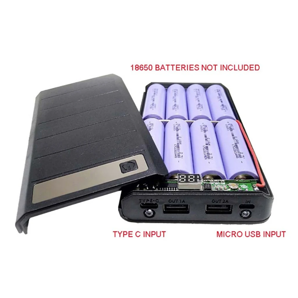 Новый портативный аккумулятор DIY 8x18650 чехол коробка ЖК дисплей два USB блока