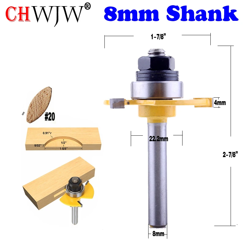 1 шт. 8 мм хвостовик бисквит #20 долпинг 1/4 &quotx1/2&quot соединительная сборка фреза