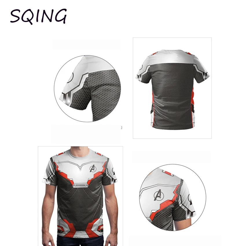 SQING Anime Cosplay Avengers Endgame 3D T-shirt Quantum Realm Superhero Iron Man Cosplay Costumes Halloween Costumes for Man