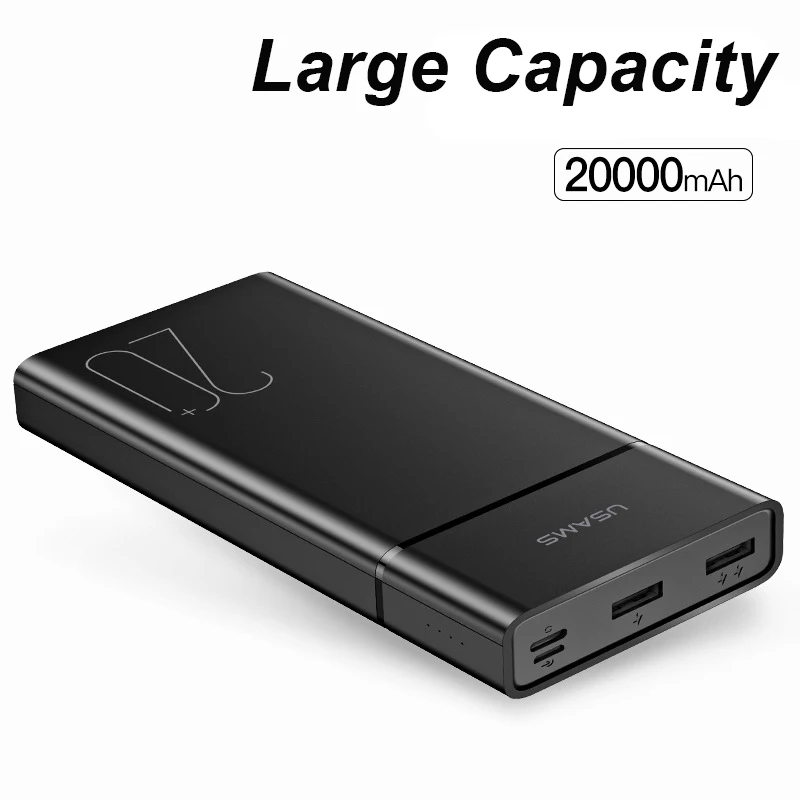 USAMS العالمي المزدوج USB كبيرة سعة خزان الطاقة 20000 mAh بنك الطاقة شاحن هاتف محمول تجدد Powerbank الهاتف المحمول شاحن