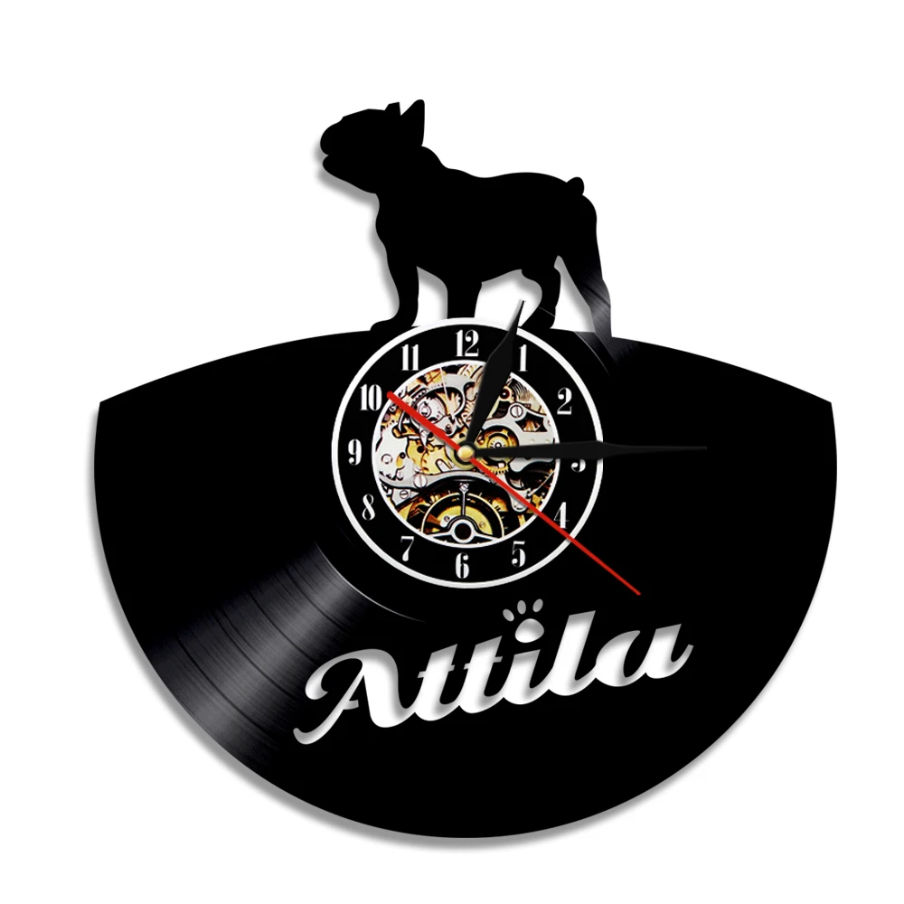 1Piece French Bulldog House Pet Vinyl Record Wall Clock