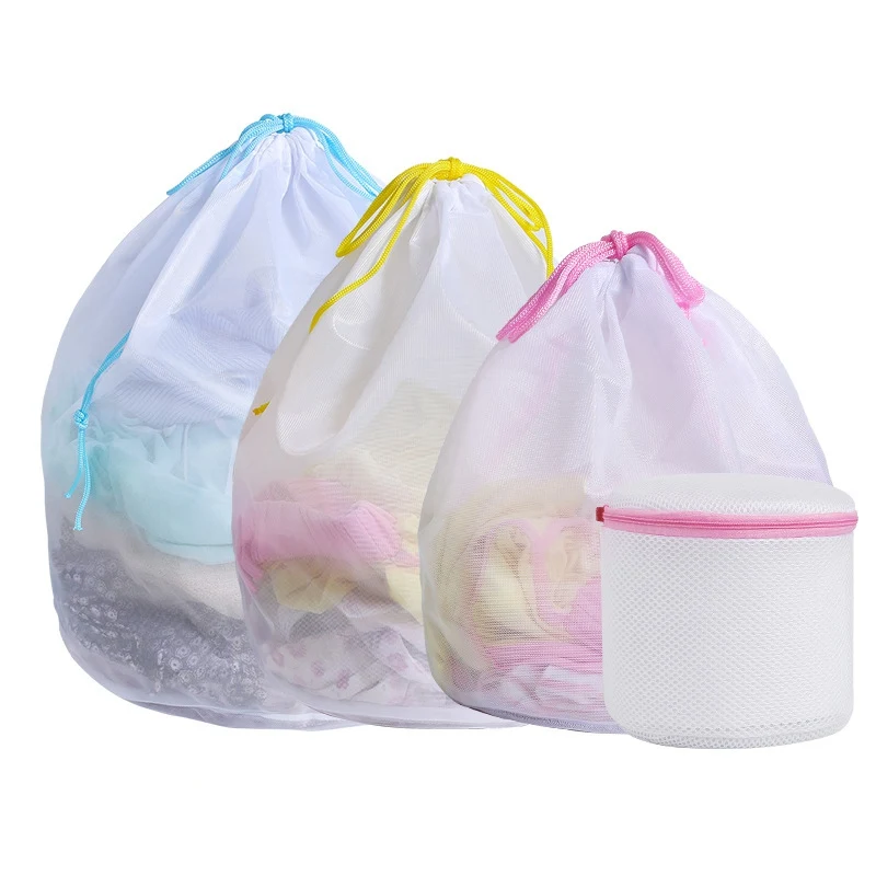1set Laundry Wash Bags for Washing Machine Drawstring Mesh Bags Bra