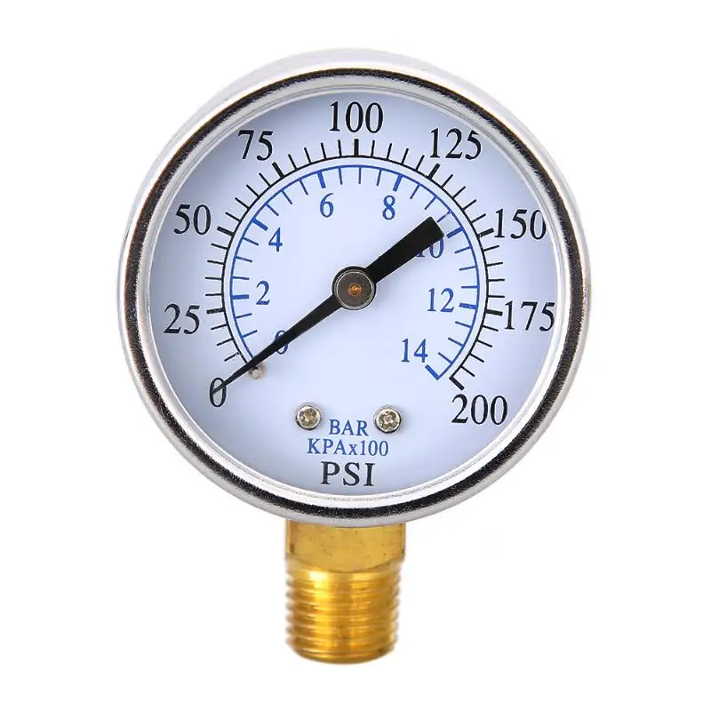 

Water Air Compressor Hydraulic Oil Gas Pressure Gauge Table 2" Face Side Mount 1/4" NPT 200PSI Pressure Measuring Instruments