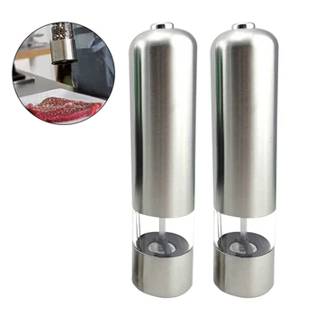 

2 PCS Stainless Steel Electronic Salt and Pepper Grinder Pepper Mill and Salt Shaker For Kitchen Or Party Use