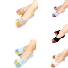 5 цветов, невидимые носки-лодочки хлопок нескользящий Силиконовый носки с пятью пальцами женские хлопковые носки с закрытым носком 35-39