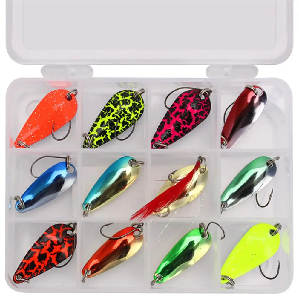 

12pcs Simulation Bait 30mm/2.5-3g Bionic Road Sub Bait Multiple Shape Full Metal Bright Sequin Sea Fishing Tackle Lures Bait