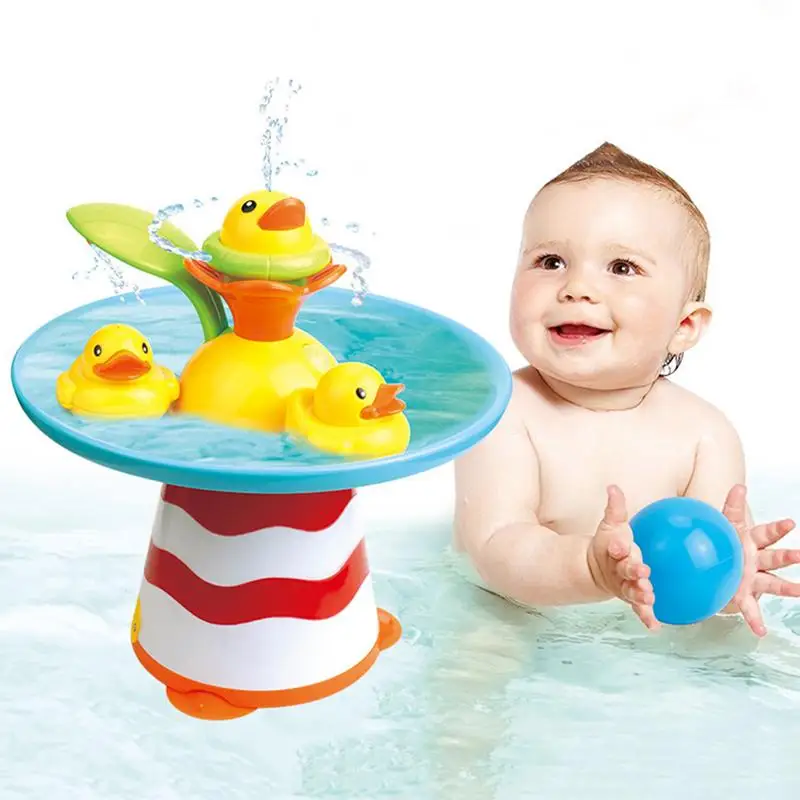 Поплавок утка парк детские игрушки для ванной с водопадом Авто водяной насос фонтана и Мультфильм уток детей одежда заплыва играть в воде