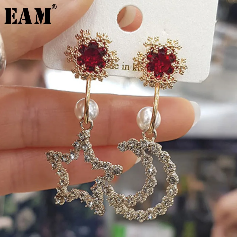 

WKOUD EAM Jewelry / 2019 New Fashion Temperament Christmas Snowflake Stars Moon Asymmetrical Earrings Women Accessories S#R1450