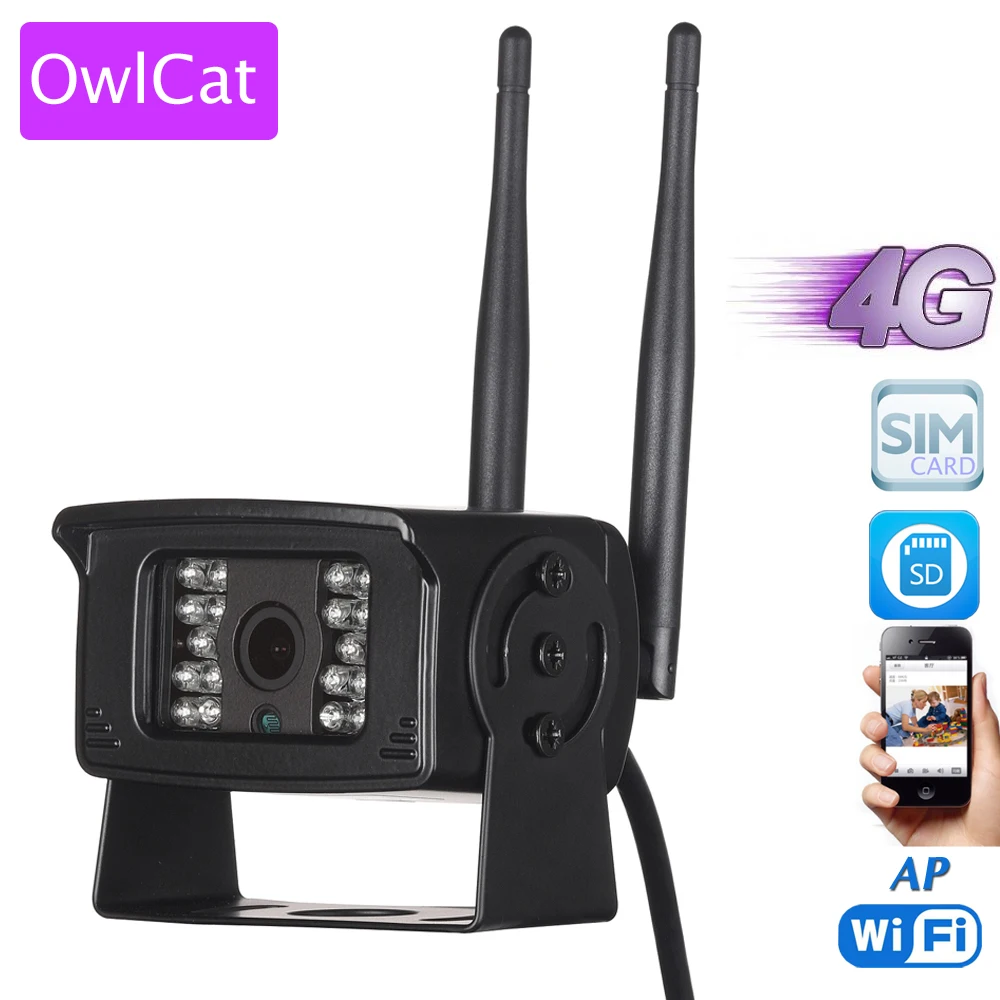 

OwlCat 3G 4G Mobile phone SIM card 1080P HD Remote Monitoring Mini Network CCTV Surveillance camera WiFi Motion Memory card slot