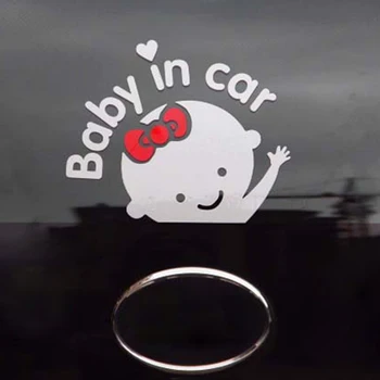 

Baby In Car Warming Sticker Cartoon Vehicle Stickers Reflective Vinyl Styling Decal Baby on Board On Automobiles Rear Windshield