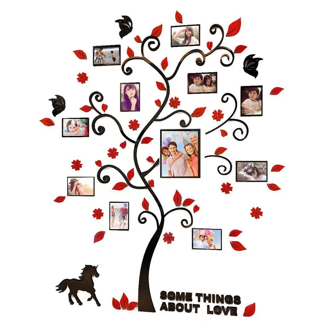 

3D Acrylic DIY Photo Frame Wall Stickers Family Tree Wall Decals Mural for Living Room Sofa TV Art Wall Background Decoration