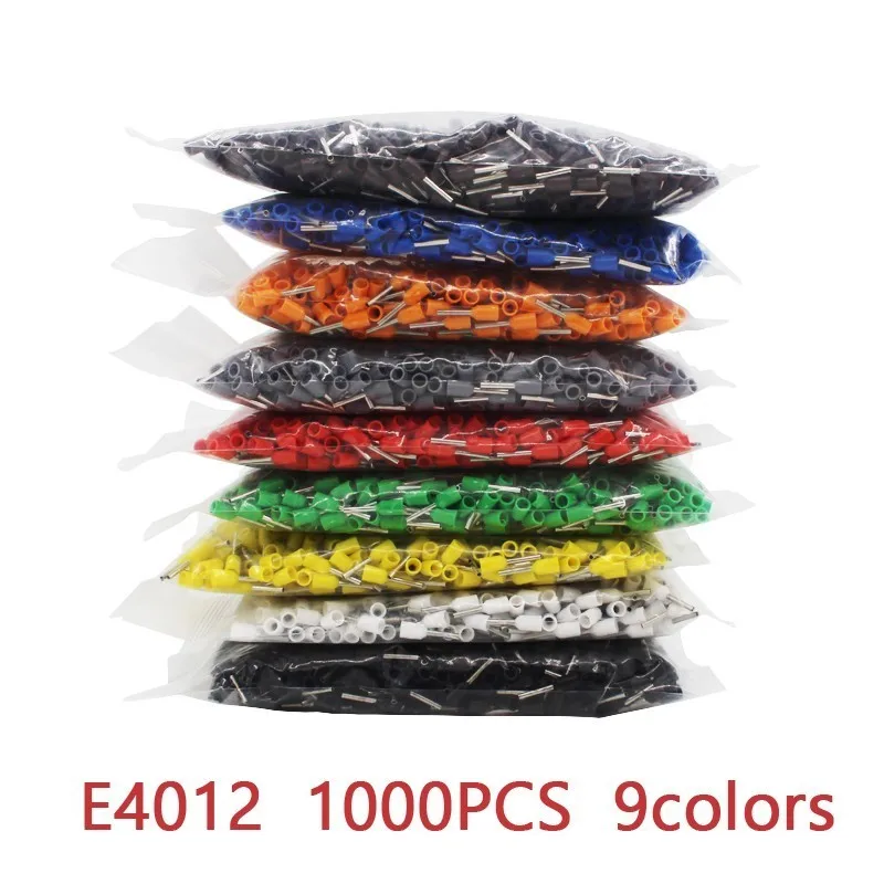 E4012 1000pcs/Pack Insulated Cord End Terminal Crimp Terminal Wire Connector Crimp Ferrules Crimping Terminals Tubular AWG #12 50 500 pcs auto wire terminal for elcetric connector crimp loose pins loose terminals 12020126