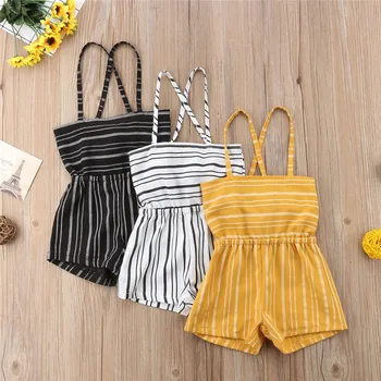 

2019 Boho Style Infant Toddler Kids Baby Girls Striped Sleeveless Romper Suspender Jumpsuit Outfits Fashion Summer Cute Playsuit