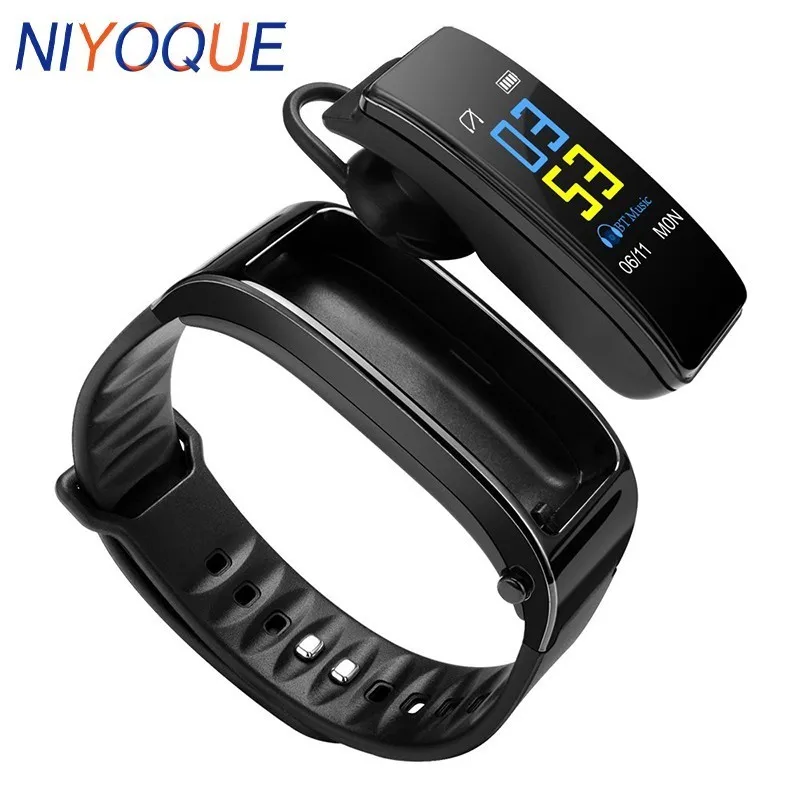 

NIYOQUE Smart Talk Band Bluetooth Earphone Headphone Smartwatch Heart Rate Smart Bracelet With Talking Band Wristband Smartband