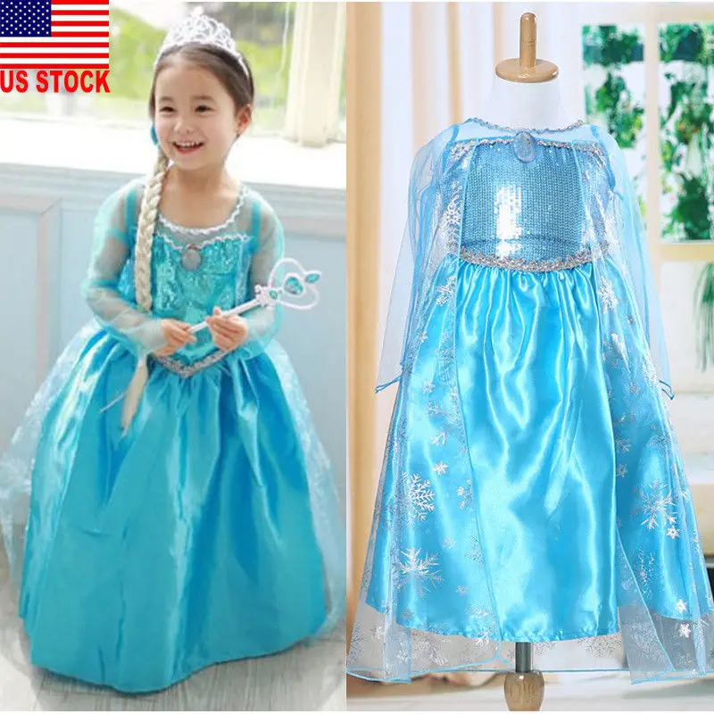 

Pudcoco Dress For Girl Toddler Girl Kid Children Princess Elsa Cosplay Xmas Party Costume Stage Dress