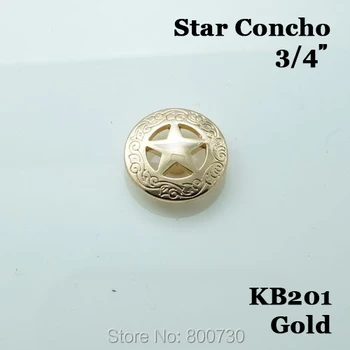 

(KB201) 10pc 3/4'' Metal button Western Texas Star button Leathercraft Gold