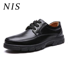 NIS Couro Genuíno Sapatos Casuais Homens Flats Lace-up Derby Sapatos Para Homem de Negócios de Lazer Condução Flats Sapato 2019 primavera Outono