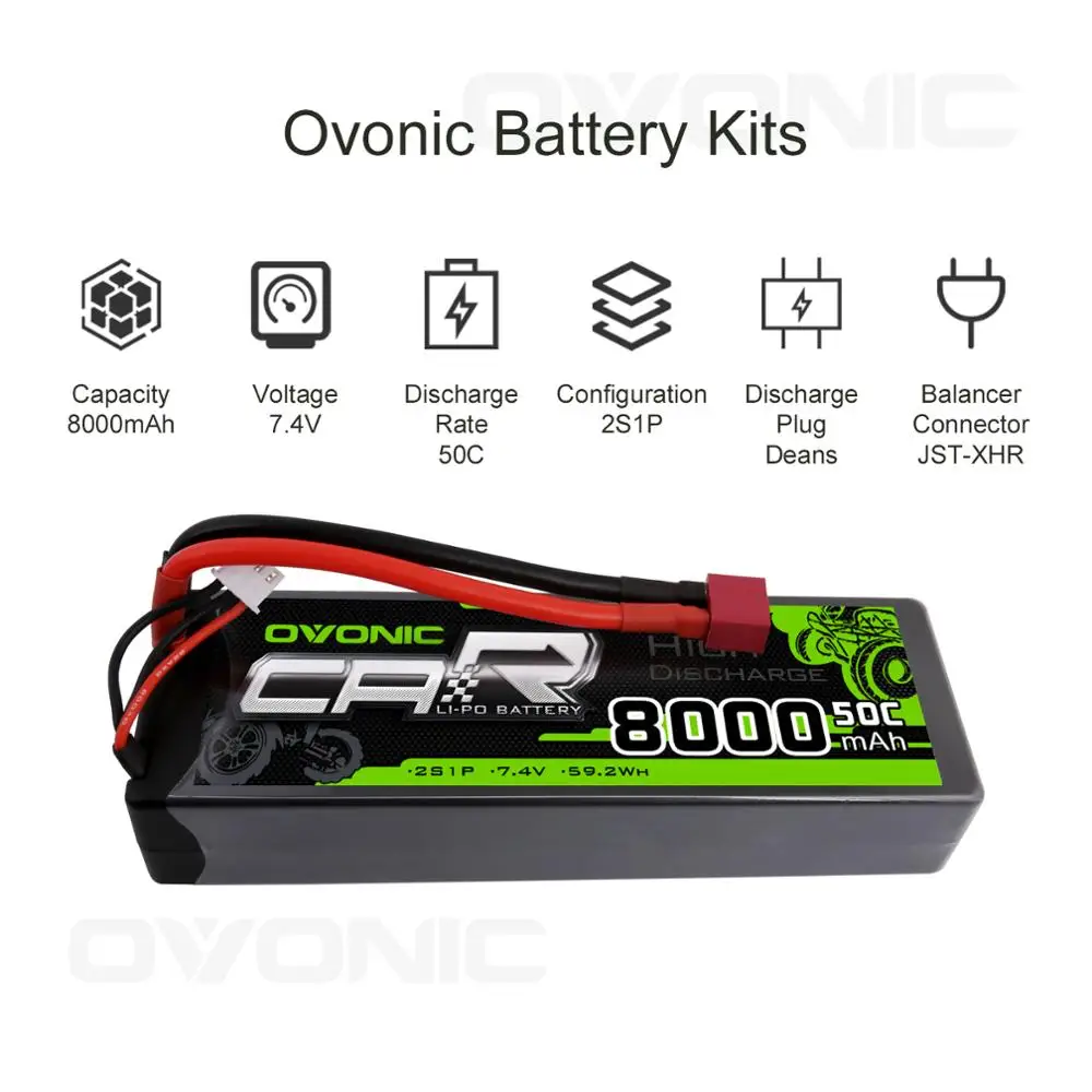 Ovonic 2S Lipo Батарея 7,4 V 50C 8000 мА/ч, жесткий чехол с деканов T штекер для RC автомобиль RC грузовик радиоуправляемая автомодель трагги вертолета RC лодка