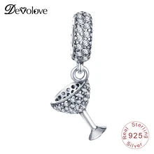 Devolove ослепительный хрустальный бокал Шарм стерлингового серебра 925 Шарм для браслета Пандора браслеты кулон тонкий 0346 дропшиппинг