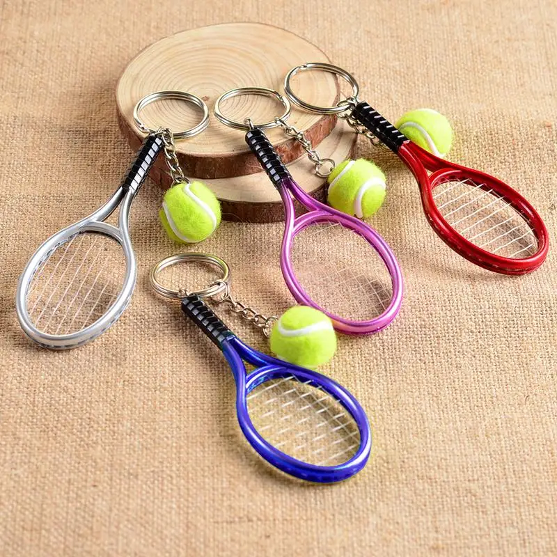 

Mini Tennis Racket Handmade Souvenir Cute Tennis Racquet Ball Keychain Key Sports Chain Car Bike Keyring Novelty Gift