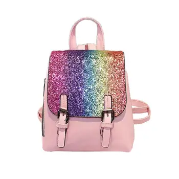 

Mini Schoolbag School Bags Backpack Korean Fashion Sequin PU Large Capacity Handbag Bag For Female Women Girl Student School Bag