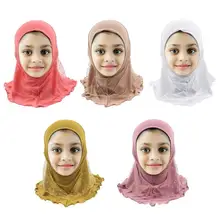 Летние детские хиджабы с узором Iislamic шарф шарфы с принтом многоцветный головной платок дышащие эластичные шапки-повязки