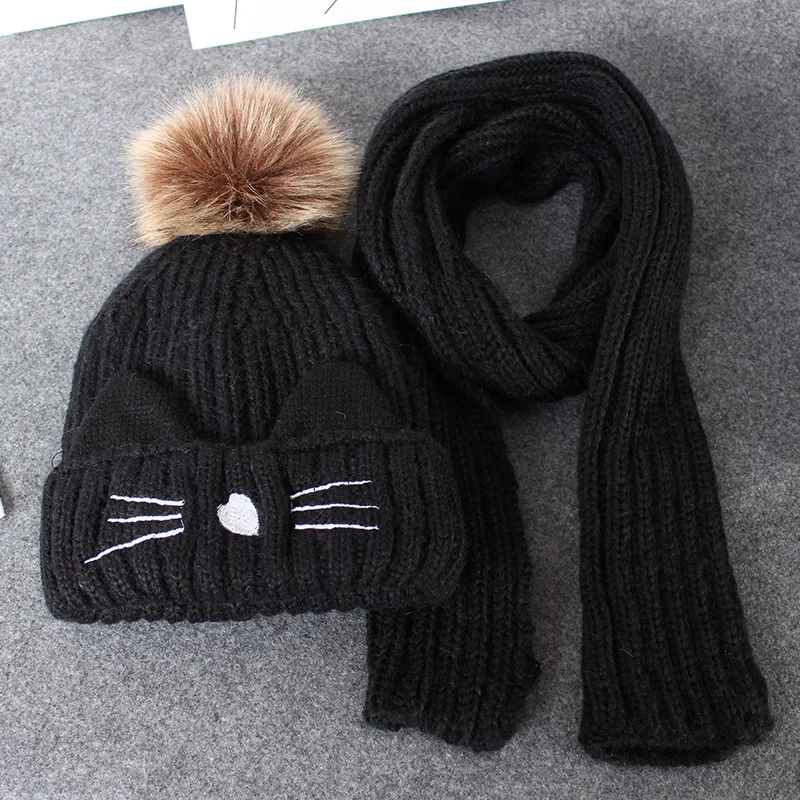 

Children Scarf Set(include scarf hat)keep warm winter wool scarves 6 color winter accessories thickening cap 6- 12 years old