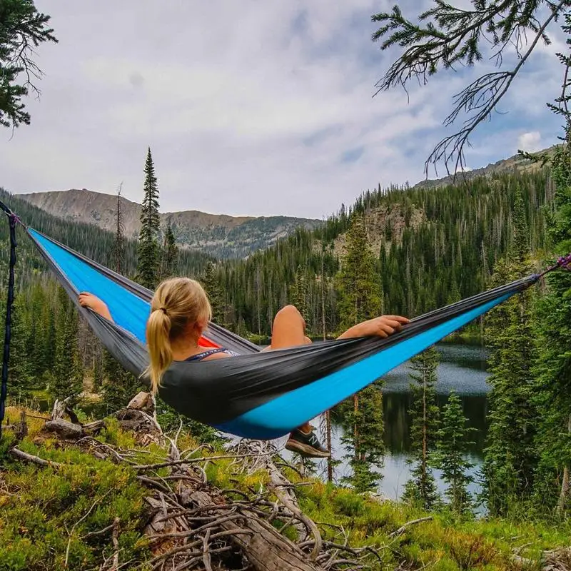 

Portable Hammock Double Person Camping Survival Garden Swing Hunting Hanging Sleeping Chair Travel Furniture Parachute Hammocks