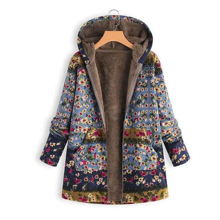 

Titotato 2019 Winter New Women Jeacket Long Parka Cotton Color Casual Pockets Printing Keep Full Warm Loose Coat Plus Size M-5XL