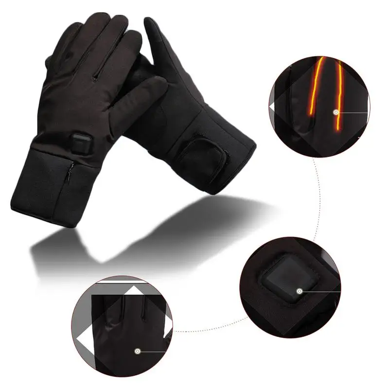 

PU Cotton Winter Outdoor Riding Heated Gloves Touch Screen Warm Gloves Female Climbing Gloves Bicycle Mittens